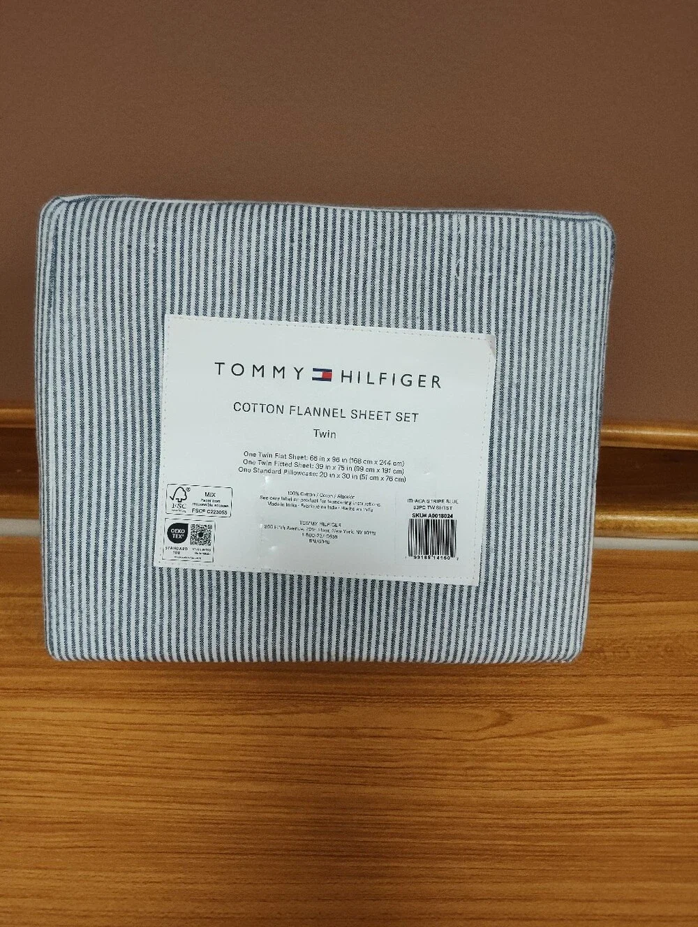NWT! Tommy Hilfiger 100% Cotton Flannel Plaid Sheet Set - Twin- Blue